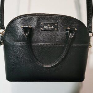 Black/Gold Pebbled Leather Satchel/Crossbody EUC #257